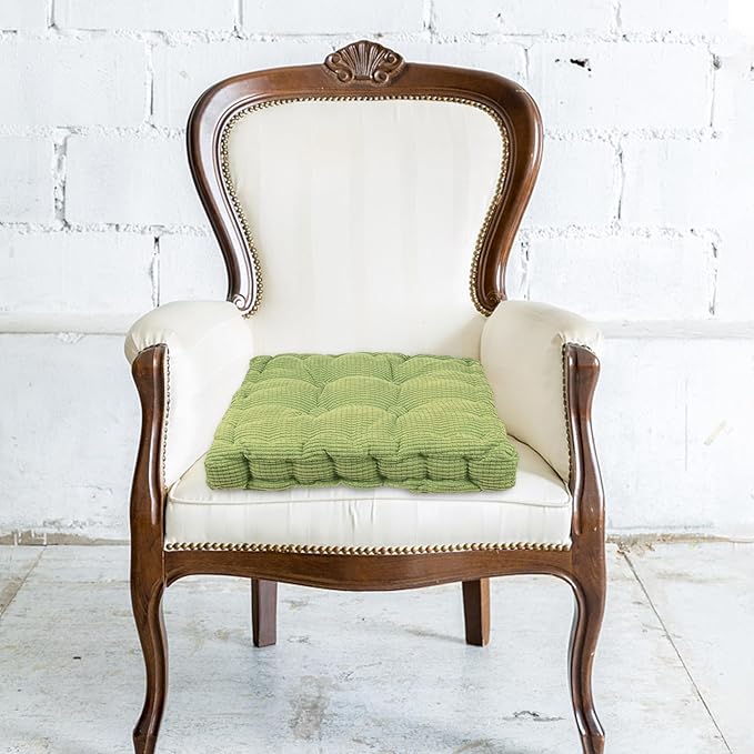 40x40cm Thickened Non-Slip Chair Cushion Pad, Soft Green Sofa Seat Cushion for Household and Garden Use, Comfortable Tatami Mat for Dining and Office Chairs