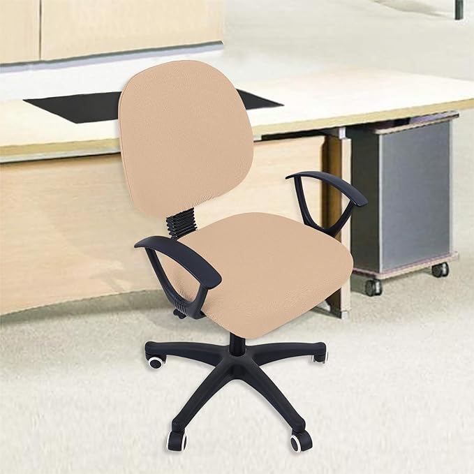 Smiry Stretch Jacquard Office Computer Chair Covers, Removable Washable Universal Desk Rotating Chair Slipcovers Protector, Seat + Backrest Cover, Khaki