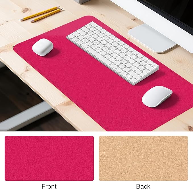 Leather Mouse Pad with Stitched Edge, Waterproof Gaming Mouse Mat for Computers, Laptop, Office & Home (Rose, 33"*13")