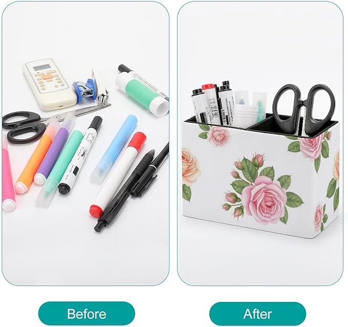 Modern Pen Holder for Desk Floral Rose Flower, Chic Addition to Your Workspace