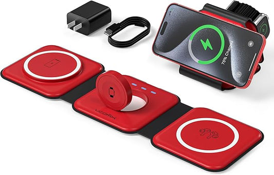 3 in 1 Charging Station for Multple Devices,Foldable 3 in 1 Wireless Charger for Travel,Nano Wireless Charging Station for iPhone16 15 14 13 12 Pro Max/Watch 10 9 8 7 6 5 4 3 Ultra/AirPod Pro