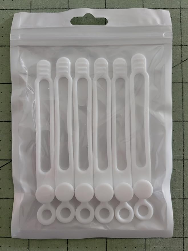 Set of 6 White Silicone Cable Straps Organizer, Wire Management Ties for Bundling Phone Charger Cables, Earphones, Computer Cords, Organize Home Office (White6)