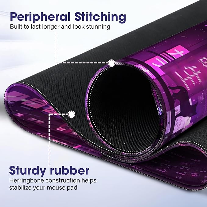 LifetimeWarrantly Japanese Professional Extended Gaming Mouse Pad - 31.5" x 15.7" Large Desk Mat with Stitched Edges, Waterproof Coating, Non-Slip Rubber Base for Gamers, Esports Pros, Office & Home