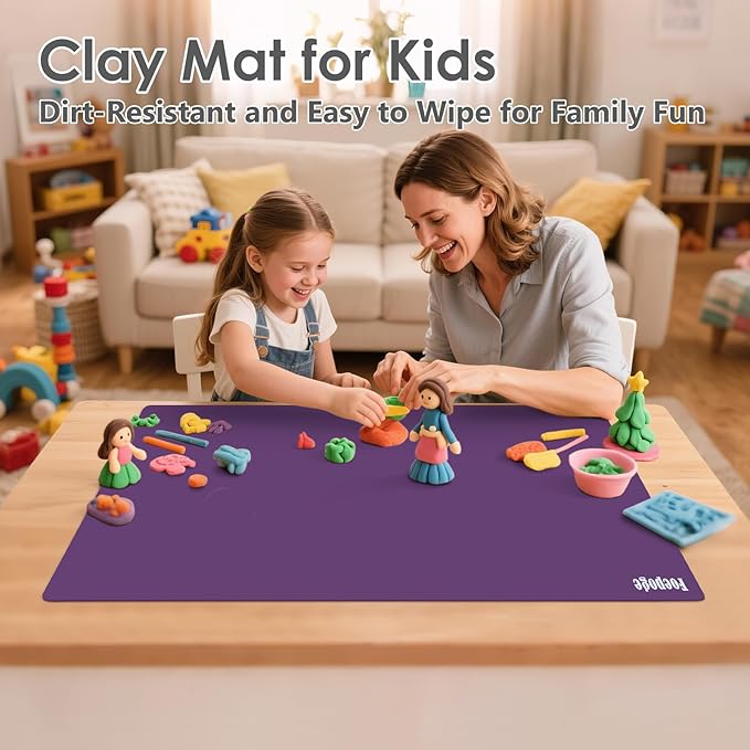 36.2" x 24" Extra Large Silicone Mat for Epoxy Resin, Nonstick Silicon Mats for Crafts Jewelry Casting, Non-Slip Kitchen Table Placemats for Countertop Protector Heat Resistant by Foepoge, Purple