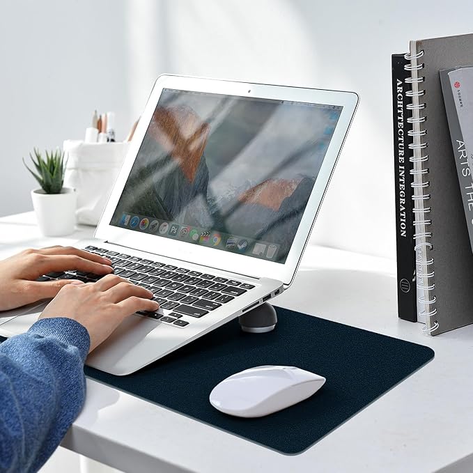 Leather Desk pad Protector, Office Mat, Large Mouse Mat, Non-Slip PU Leather Blotter, Laptop Desk Pad,Waterproof Laptop Computer Desk Keyboard Mat for Office/Work/Home/Decor (Dark Blue, 33In*13in)