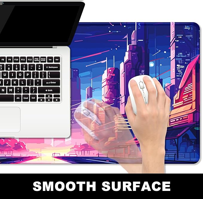 BOSOBO Large Mouse Pad, Desk Pad, XXL XL Extended Gaming Mouse Pad, Desk Mat for Office & Home, Long and HugeKeyboard Mat,Desktop Full Cover 31.5 x 11.8 Inches, Anime Tokyo Cyberpunk