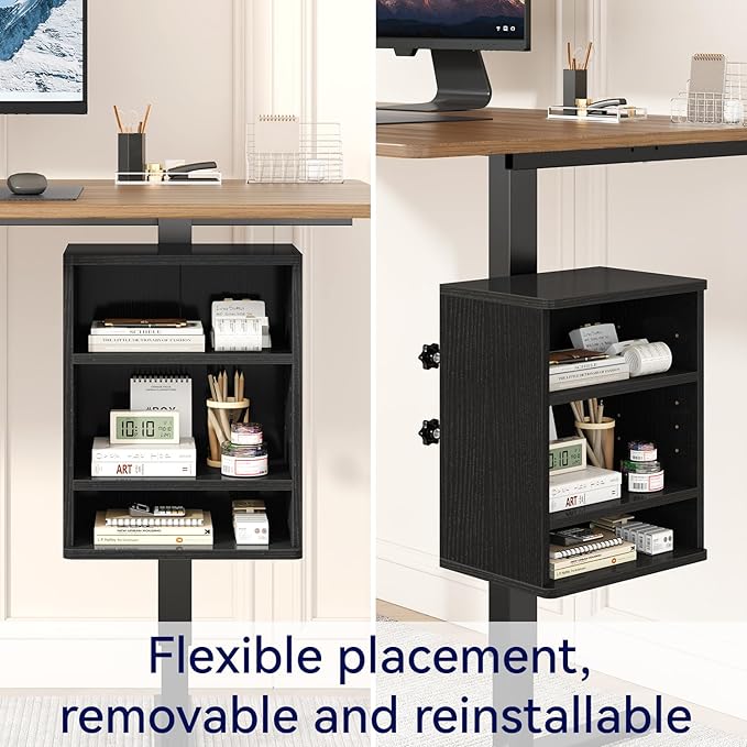 IBUYKE Under-Desk Storage Cabinet Adjustable Cabinet Fits with Standing Desks & Any Desk Legs Clamp-on Shelf for Office and Gaming Room for Elevating Your Workspace UTMZ012B