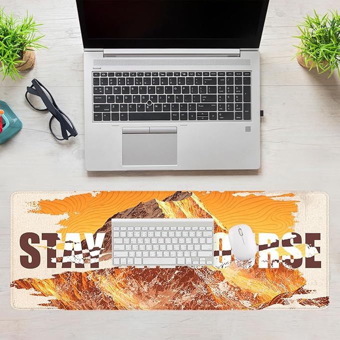 Stay The Course Gaming Mouse Pad Mountain Motivation Mousepad XL Large Gaming Mouse Pad Laptop Keyboard Mat Desk Pad Office Computer Keyboard Laptop 31.5"x11.8"
