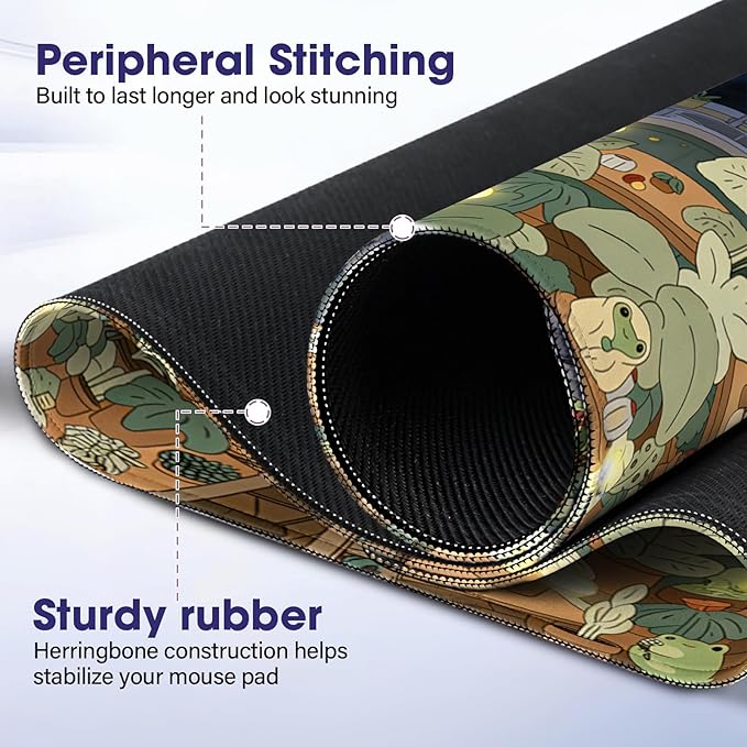 Large Extended Mouse Pad with Stitched Edges (35.4”x15.6”) - Waterproof Desk Mat, Non-Slip Rubber Base for All-Desk Coverage, Perfect for Gaming, Office, and Home