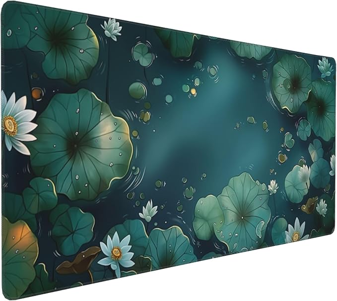 Large Extended Gaming Mouse Pad with Stitched Edges, (35.4X15.7In) Durable Non-Slip Natural Rubber Base, Waterproof Computer Keyboard Pad Mat for Esports Pros/Gamer/Desktop/Office/Home (B)