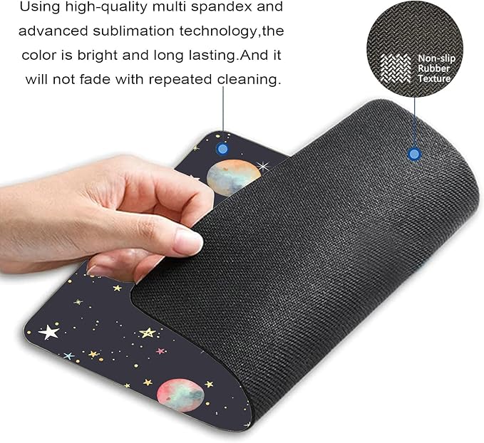 Abstraction Pattern with Colorful Stars and Planets Customized Rectangle Non-Slip Rubber MousePads for Office Home Laptop, Computer Mouse Pad for Wireless Mouse, 9.5"x7.9"x0.12" Inch