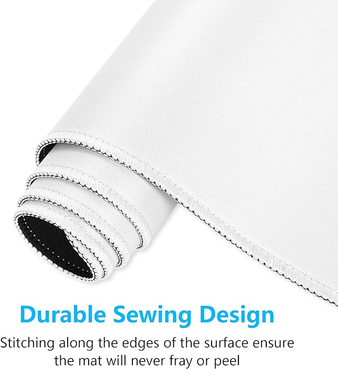 Dapesuom Large Mouse Pad, Extended Gaming Mouse Mat with Stitched Edges, Waterproof Full Size Desk Mats with Non-Slip Base, Computer Big Desktop Keyboard Pad for Laptop, Office, 23.6 x 11.8 in, White