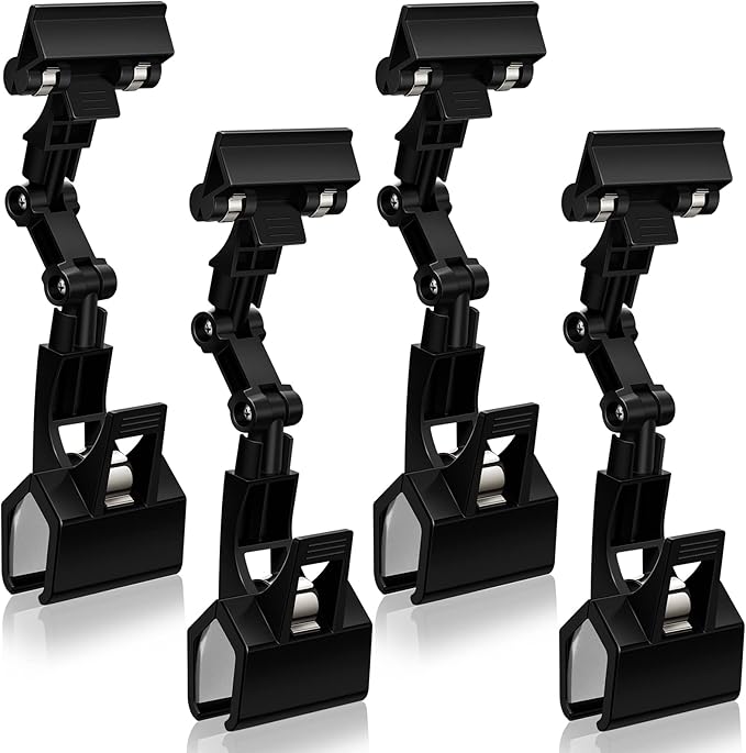 Pack of 4 Flexible Documents Holder Foldable Adjustable Copy Paper Holder Clip for Computer Monitor Handy Artist Supplies Rack Canvas Clamp Double Head Typing Painting Easel Accessory(Black)