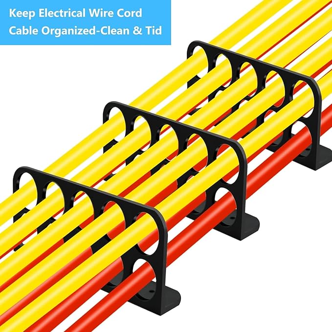 50Pack Cable Chase Wire Bracket, Cable Chase Bracket Support Organizer for NMB, Heavy Duty Wire Stackers Keep Electrical Cord Tidy Clean&Save Time Space Labor, 1" with 10-Hole Design