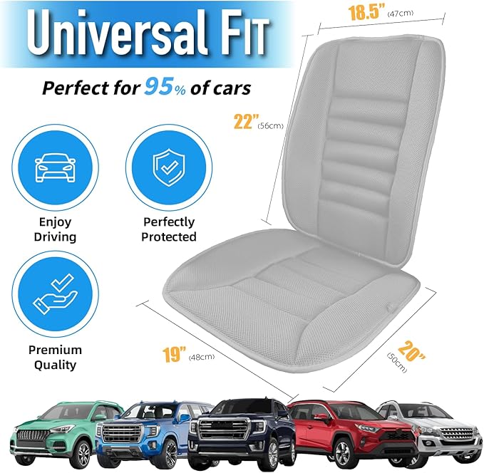 Lofty Aim Car Seat Cushion with Back Support Pillow, Comfy Lumbar Support & Seat Cushion, Memory Foam Driving Pillow for Back-Sciatica Pain Relief, Auto Pad Suitable for Car, Truck, SUV - 4D Mesh Grey
