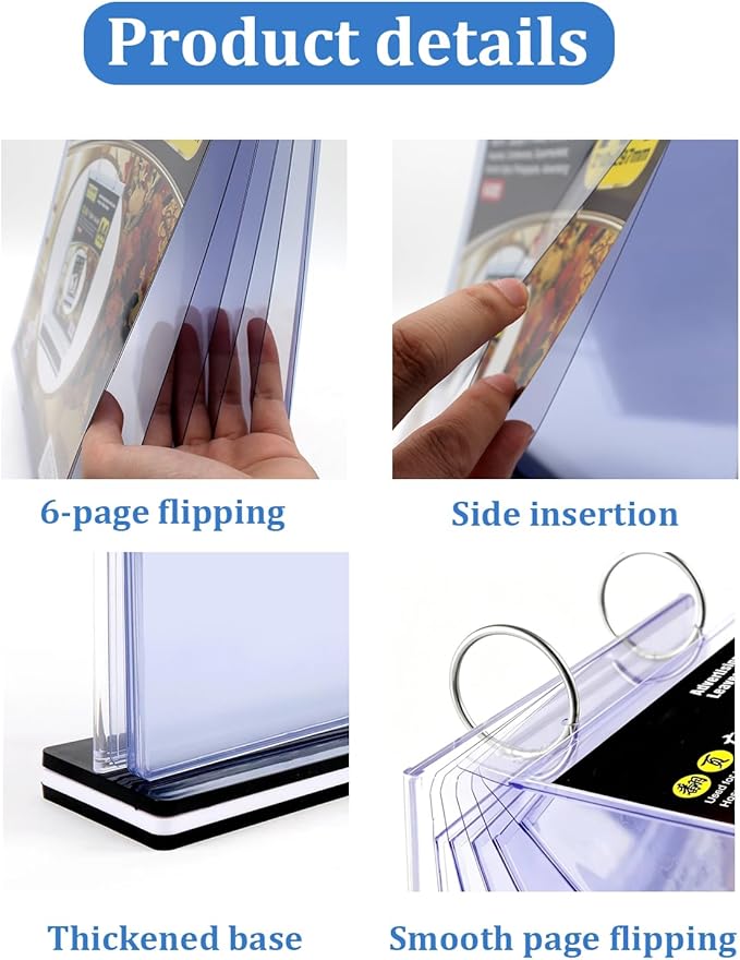 A4 T-Shaped Multi-Page flip Acrylic Sign Holder 6 Pages(12 Sides) menu/Photo/Advertising/Drink Display Stand 8.5x11inches