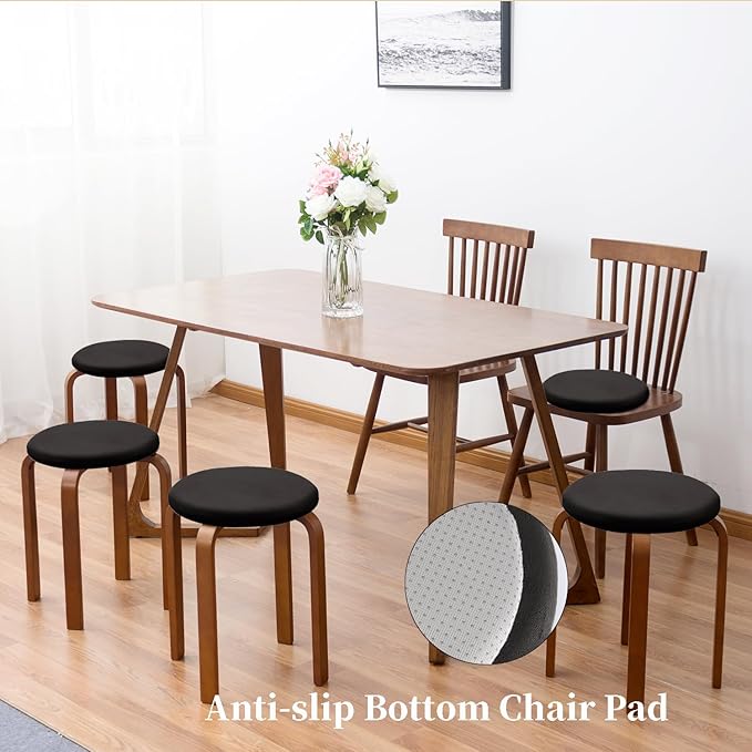13" Detachable Memory Foam Seat Cushion Round Chair Cushion Non-Slip Dining Stool Pad Circle Chair Pad Washable for Kitchen Dining Office Chairs Grey