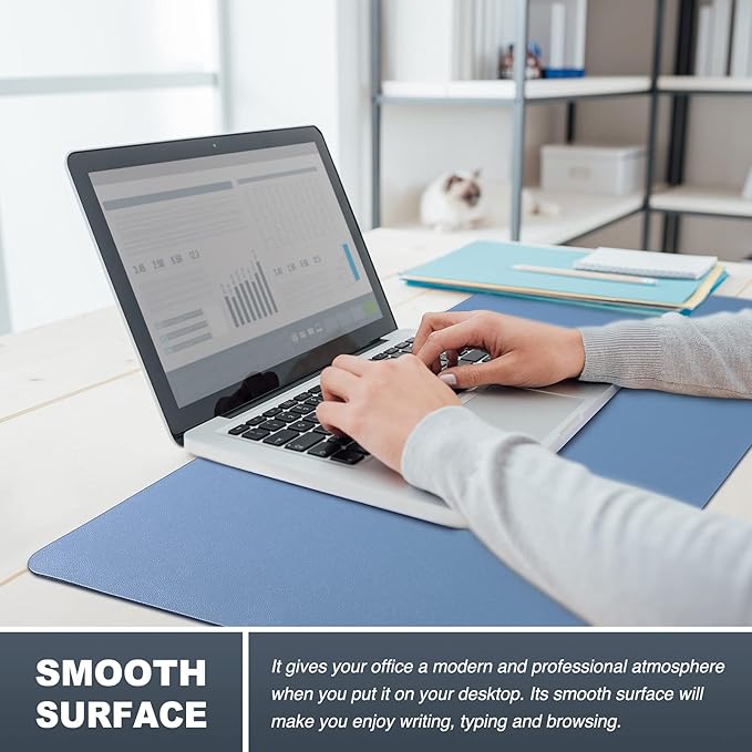 K KNODEL Non-Slip Desk Mat, Desk Pad, Desk Blotter, Desktop Mat for Desk, Small Desk Protector, Office Computer and Laptop Mat for Desk (23.6"x13.8", Blue)
