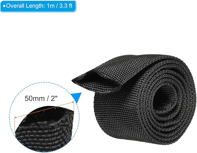 PATIKIL 1.2" Dia 3.3FT Nylon Protective Hose Sleeve, Cable Cover Sheath Protection for Welding Tig Torch Hydraulic Hose, Black