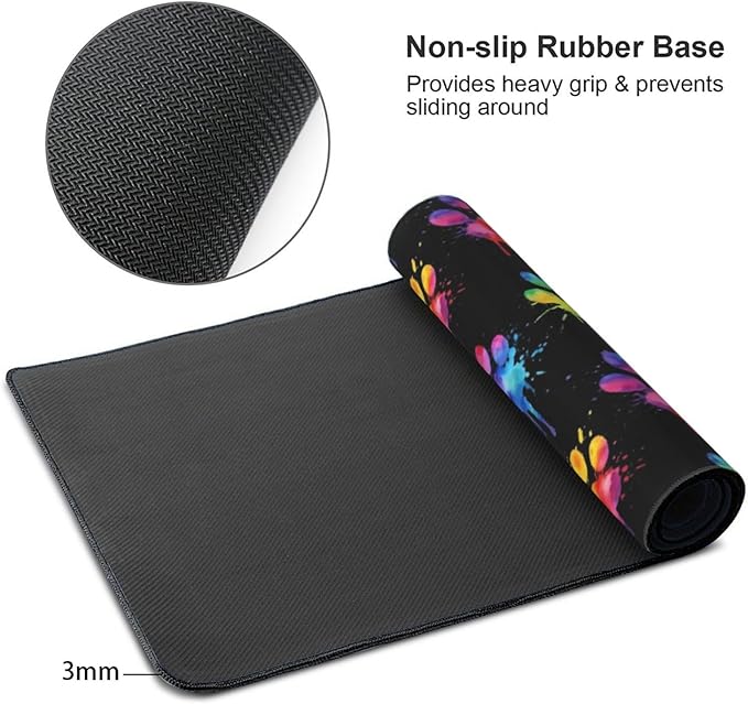 Cute Dog Paws Large Mouse Pad & Desk Mat Extended Mousepad with Stitched Edges Non-Slip Rubber Base Laptop Computer Keyboard Pad for Gaming, Office & Home Decor, XXXL - 35.4" X 15.7"