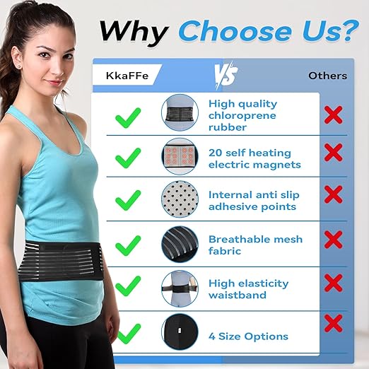 Back Support with Magnet, Tourmaline Magnetic Back Braces for Lower Back Pain Relief, Self Heating & Soothing Waist Band, Lumbar Support Belt for Herniated Disc/Sciatica (X-Large)