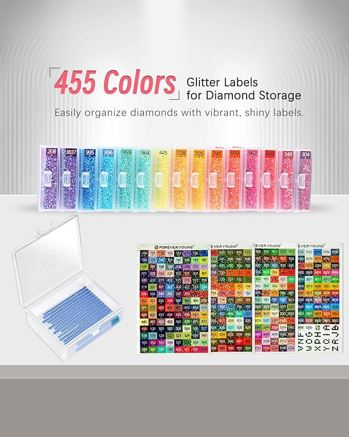 forever young 45pcs Diamond Painting Storage Containers Trays, Diamond Art Accessories Diamond Painting Trays with Lids, 2-in-1 Storage, Bead Storage & Line-Up, Box Package