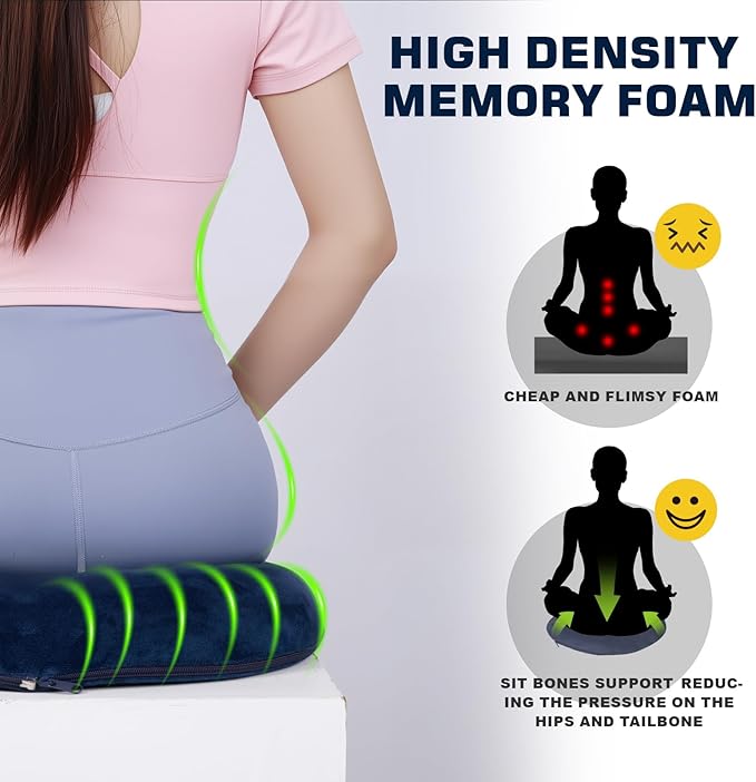 Donut Pillow for Tailbone Pain and Hemorrhoid, Memory Foam Butt Donut Seat Cushion with Hole, Pelvis Pressure Relief Cushion for Coccyx, Sciatica, Postpartum, Long Sitting Office Chair