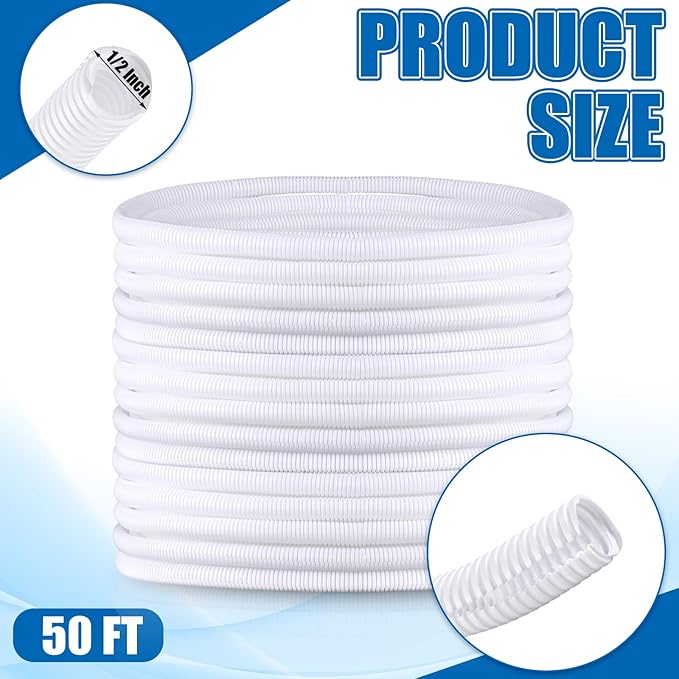 Kanayu Split Wire Loom Tubing Flame Retardant Wire Covering High Temperature Cable Sleeves Split Protector Cable Conduit for Industrial Electrical Automotive Marine(1/2''-50 ft,White)