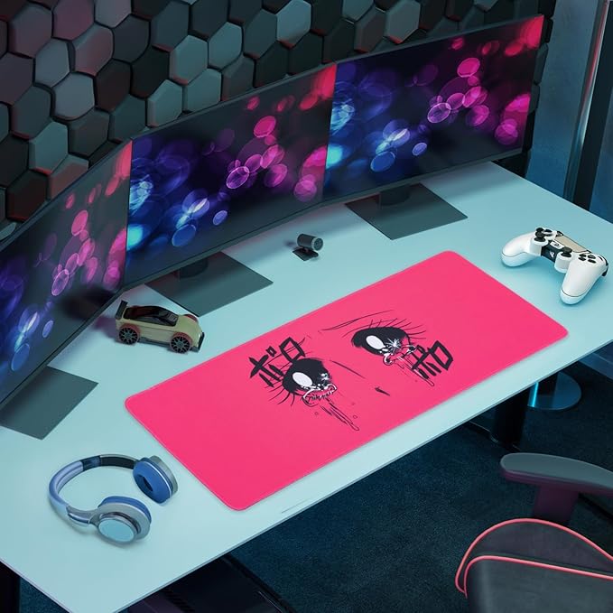 BELLEMOND Japanese Art Desk Mat | Large 31.5x11.8in Anime Mouse Pad for Keyboard & Mouse | Non-Slip Base, Water-Repellent | Original Japanese Design | Crying Girl - Tears of Pink Emotion