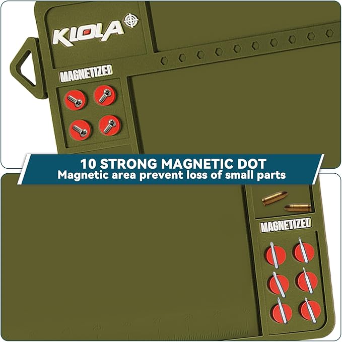 Klola Rifle Shotgun Cleaning Mat - Large Magnetic Gun Mat with Organizer Parts Tray, Anti-Slip Workbench Cleaning Pad, Inch Ruler