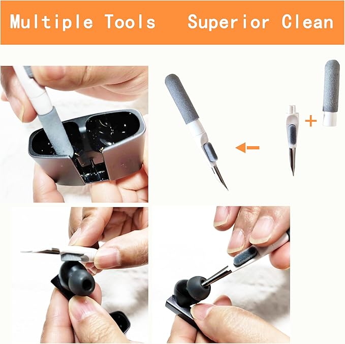 Keyboard Cleaning Kit with Screen Cleaner Brush, 9-in-1 Multi-Purpose Electronics Cleaning Tool Set for Mechanical Keyboard, Laptop, Computer Monitor, Phone, Earbuds, Airpods, and Charging Case