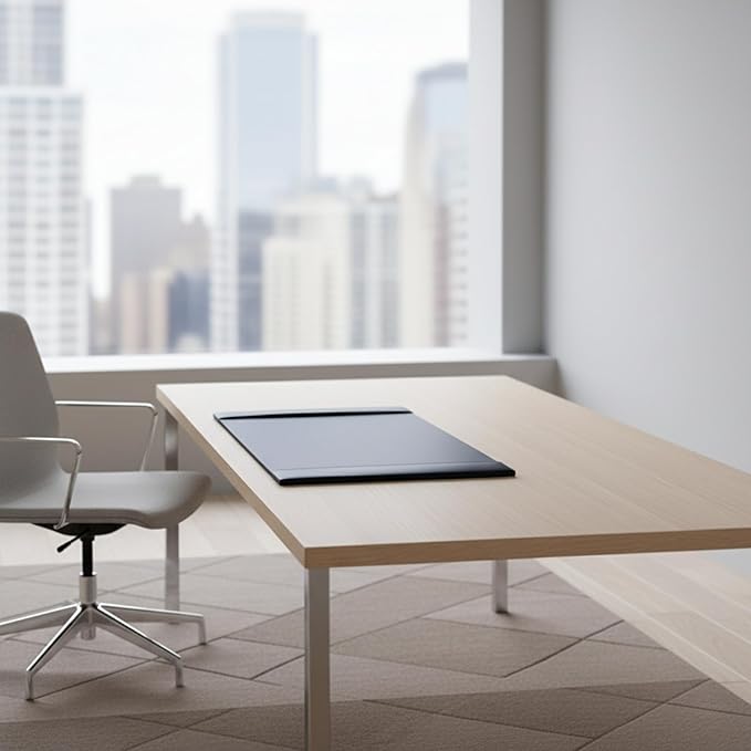 DACASSO Bonded Leather Desk Pad with Side Rails - Luxury Leather Desk Blotter for Writing (30 x 18, Navy Blue)