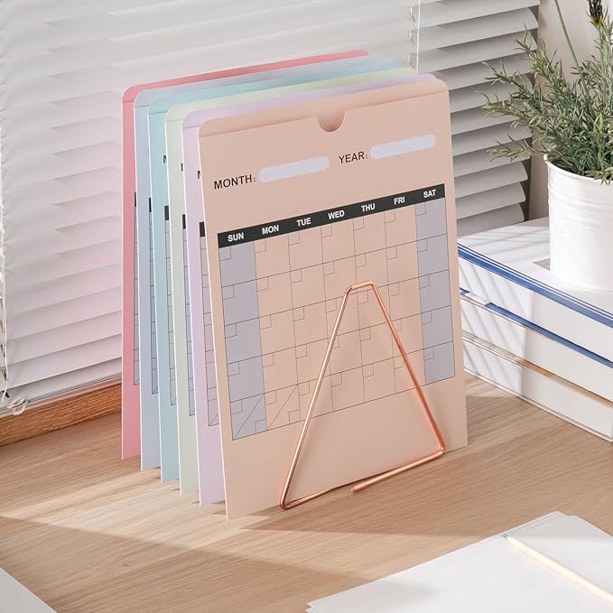Y YOMA 18 Pack File Folder Jackets Letter Size Paper Pocket File Folder with Reinforced Straight-Cut Tab Pre-Printed Job Folders No Expansion Organizer, Soft Colors, Vertical Calendar Design