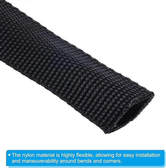 PATIKIL 0.5" Dia 24.6FT Nylon Protective Hose Sleeve, Cable Cover Sheath Protection for Welding Tig Torch Hydraulic Hose, Black