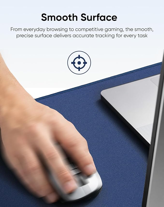 Reniteco Waterproof Large Gaming Mouse Pad with Durable Stitched Edges, Non-Slip Rubber Base, Grainy Jacquard Mouse Mat Desk Pad for Home Office Gaming, 31.5''x11.8''x0.12'', Matte Gray