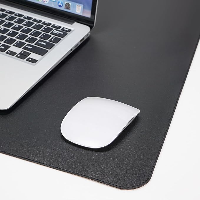 AFIING Cork Desk Mat 35.4" x 17", Dual-Sided Natural Cork & PU Leather Desk Pad, Non-Slip Waterproof Large Mouse Pad for Office, Home & Gaming (Black)