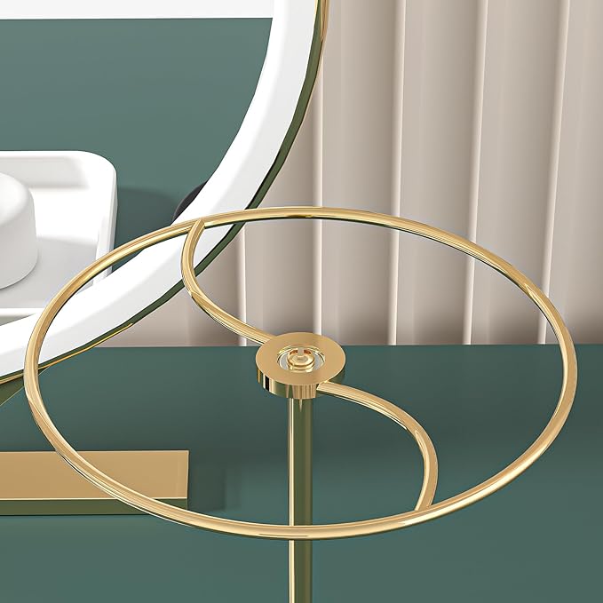 360° Rotating Sunglasses Organizer Stand, Eyewear Display Holder Stand, Eyeglasses Stand Rack for Nightstand Desk Bedroom or Shop Selling (Metal Frame+Acrylic Base) (Gold)