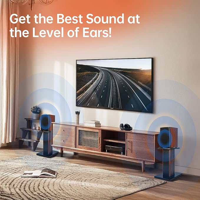 16 Inch (40CM) - Pair-Wood Speaker Stands for Home-Cinema HiFi Desktop and Satellite Speakers Monitor Stands, Enhanced Audio Listening Experience for Home Theaters