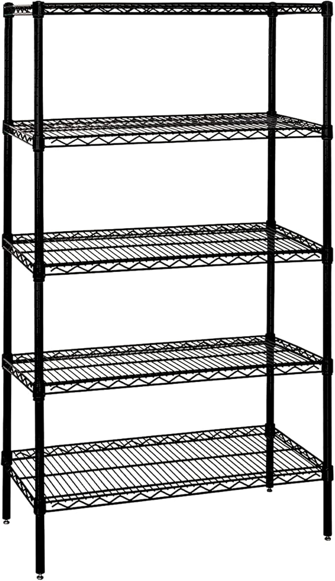 Quantum Storage Systems WR74-3660BK-5 Starter Kit Wire Shelves Black Epoxy 5 Shelves 74" H x 60" W x 36" D