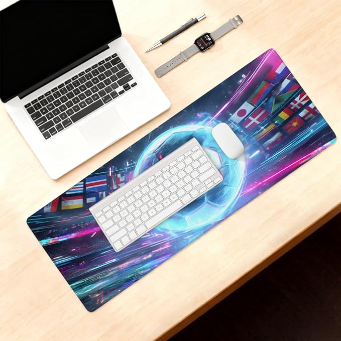 Large Mouse Pad Sports Ball Non-Slip Rubber Long Gaming Desk Mat Big Computer Keyboard Mousepad Waterproof Protector Wristing Pad for Gaming Office Home Decorative 31.5 X 11.8 Inch