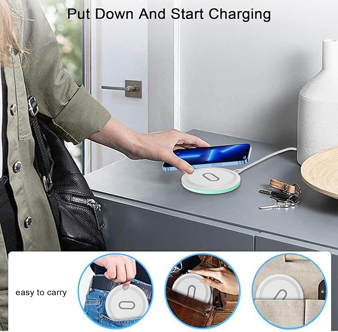 Wireless Samsung S24 FE Phone Charger for Android Wireless Fast Charging Pad Compatible for Galaxy S26 S25 Ultra S23 S22 S21 S20 FE Z Fold Flip 7 6 5, Moto G Stylus/Power,15W Wireless Charger Station
