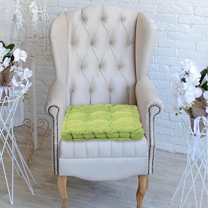 40x40cm Thickened Non-Slip Chair Cushion Pad, Soft Green Sofa Seat Cushion for Household and Garden Use, Comfortable Tatami Mat for Dining and Office Chairs