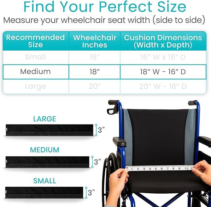 Vive Waterproof Wheelchair Cushion for Pressure Relief (18x16x3) - Washable Cover Incontinence Protection for Elderly Adults & Seniors - Memory Foam Gel Pad for Recliners, Office Chairs, Car