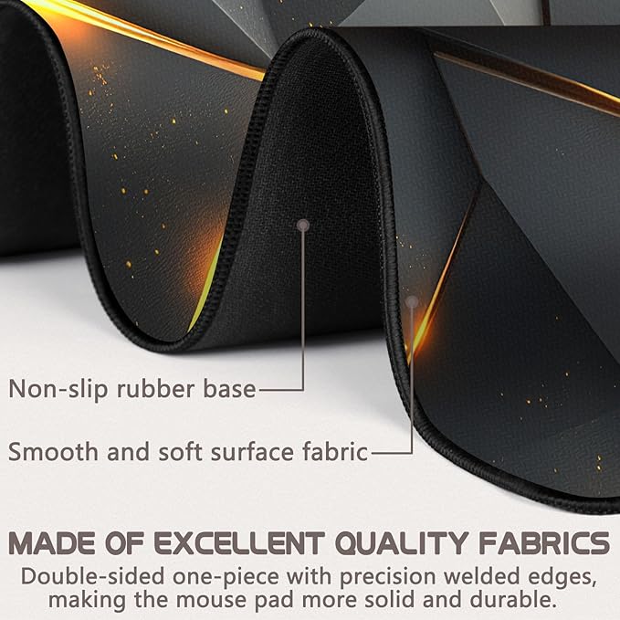 Gaming Mouse Pad - (31.5"×11.8") Honeycomb Large Mouse Pads for Desk - Desk Mat for Keyboard and Mouse with Non-Slip Base, Desks Pad Matfor Game/Office & Home (Black Gold)