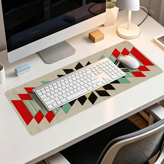 Western Mouse Pad,Western Desk Accessories,Retro Southwestern Mouse Pad,Vintage Aztec Tribal Kilim Desk Mat,Aesthetic Boho Ethnic Mousepad For Cowboy Home Office Dorm Desktop Decor,31.5x11.8 I