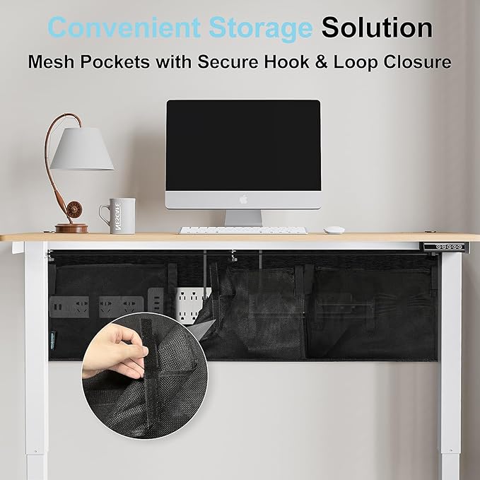 No Drill Under Desk Cable Management and Privacy Panel 2 in 1 | Modesty Panel with Cord Organizer |Felt Standing Desk Back Skirt for Office,Home(47.2")