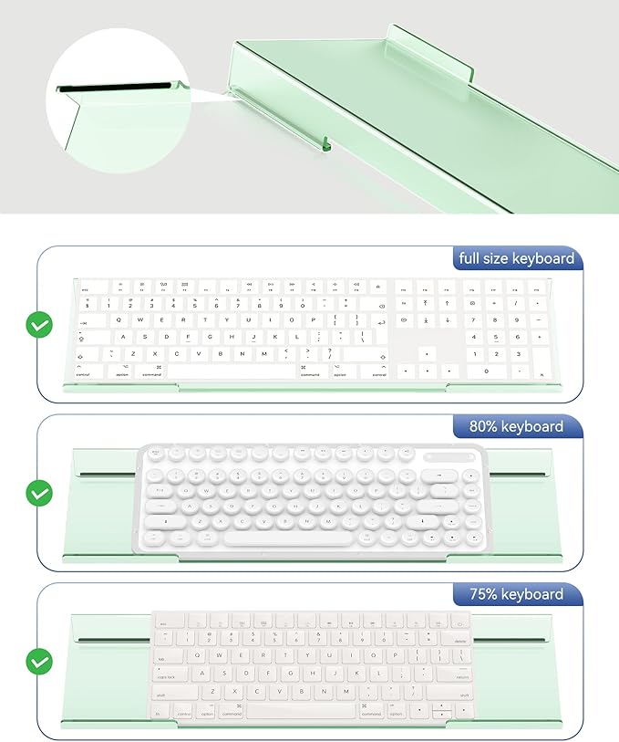 Ergonomic Computer Keyboard Stand for Desktop (Green), Keyboard Tilted Elevated Rack Key Board Holder Riser Stand for Office Home Desk Work