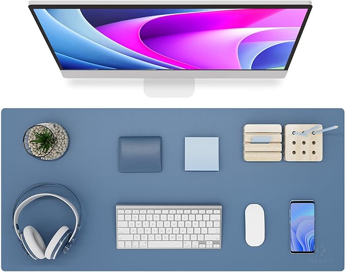 K KNODEL Non-Slip Desk Mat, Desk Pad, Desk Blotter, Desktop Mat for Desk, Large Desk Protector, Office Computer and Laptop Mat for Desk (35.4"x17", Blue)