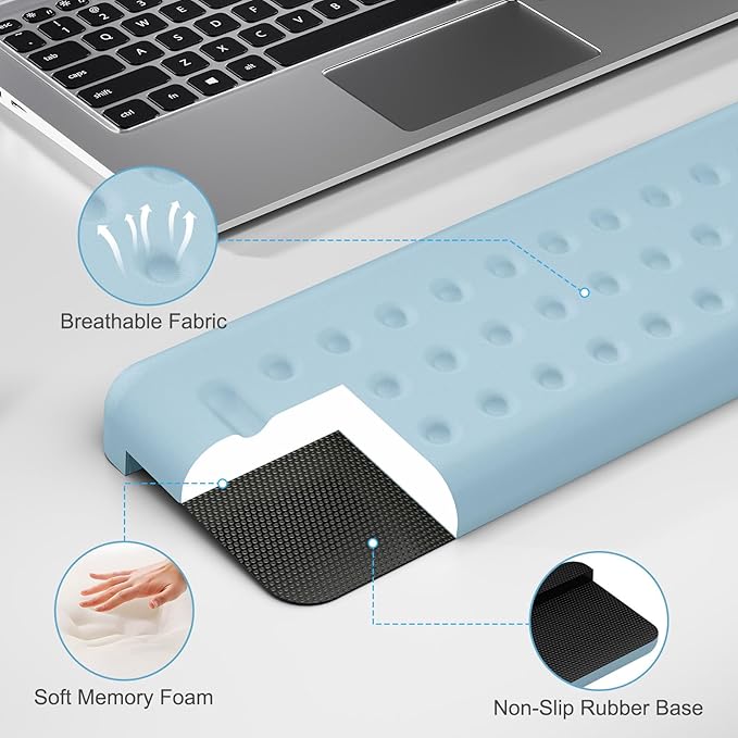 Leolee L-Shaped Desk Elbow Pads for Desk, Blue Memory Foam Arm Rest for Desk with Non-Slip Base, Ergonomic Desk Edge Cushion, Wrist Rest for Computer Keyboard, Typing, Office, Home (2 Piece)