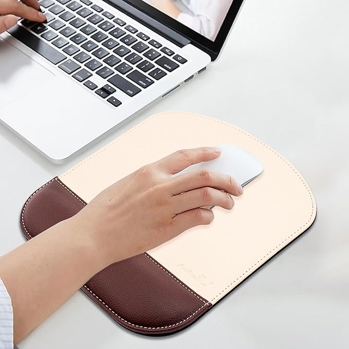 Begin Office Square Leather Mouse Pad with Wrist Rest Non-Slip Design, Business Style Gaming PU Mousepad for Learners, Workers &Computer Users.